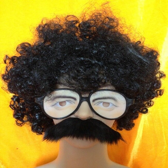 爆炸頭 兩津勘吉 搞笑人物裝扮 假髮 眼鏡 鬍子(三件套餐) 萬聖節/派對/服裝/角色扮演【塔克】