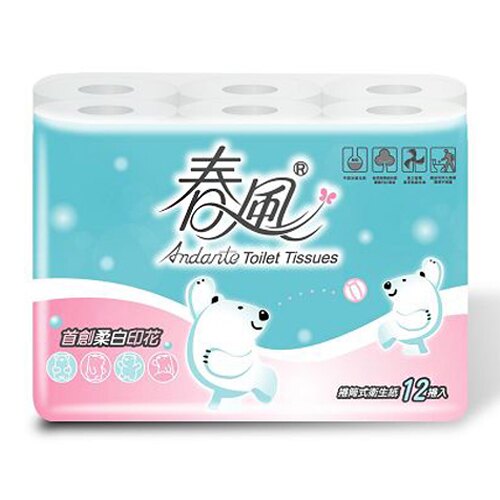 春風柔白印花捲筒衛生紙270張*12捲【愛買】