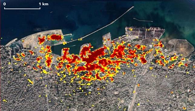 Dampak ledakan Beirut (Foto: NASA/JPL-Caltech/Earth Observatory of Singapore/ESA)