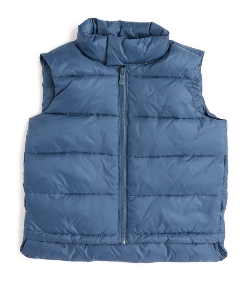 Offering a suitable alternative to a coat, Emporio Armani Kids presents this padded gilet - a functi