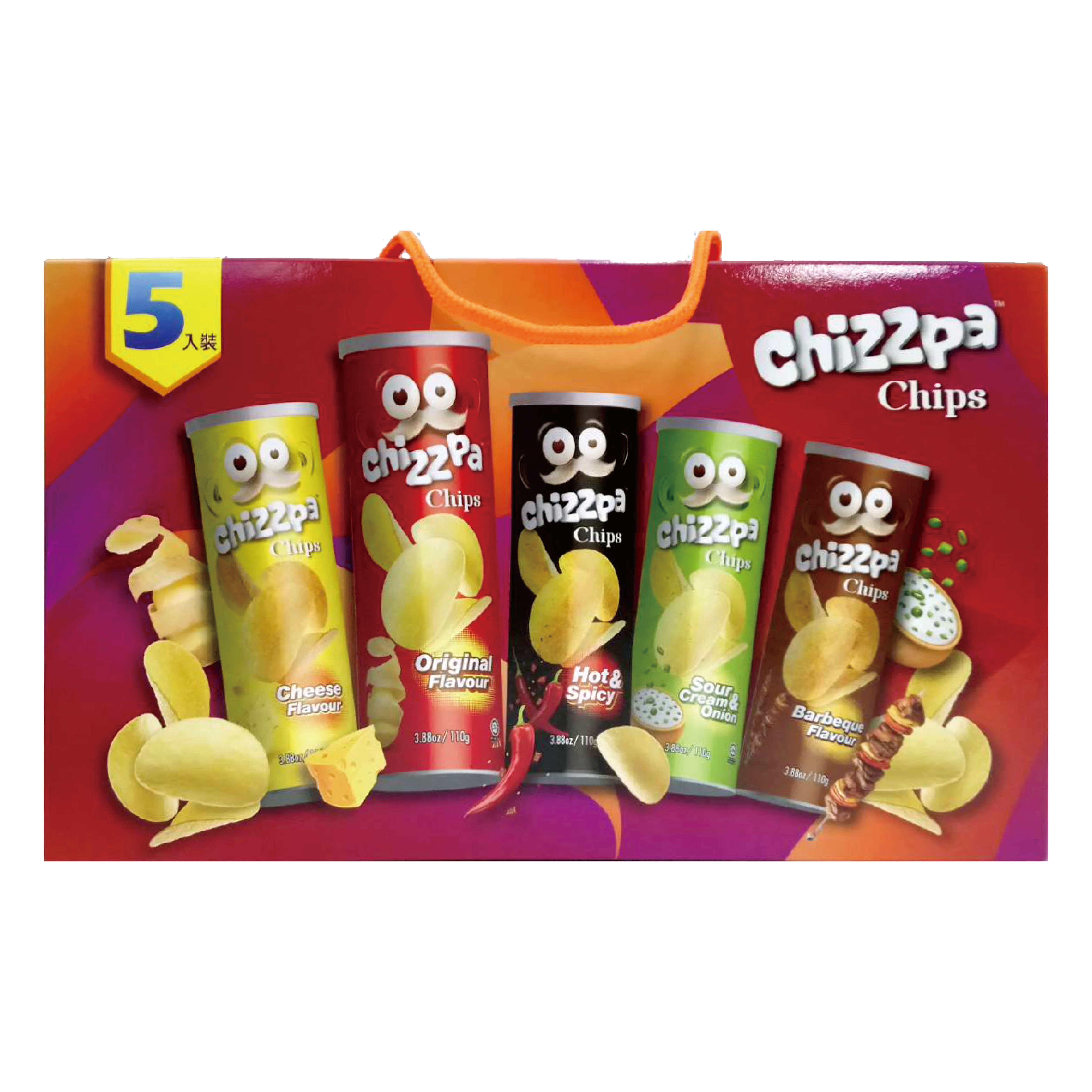 馬來西亞 魔法老爹 5罐入 洋芋片 禮盒 460g (原味/洋蔥/香辣/BBQ/起司)