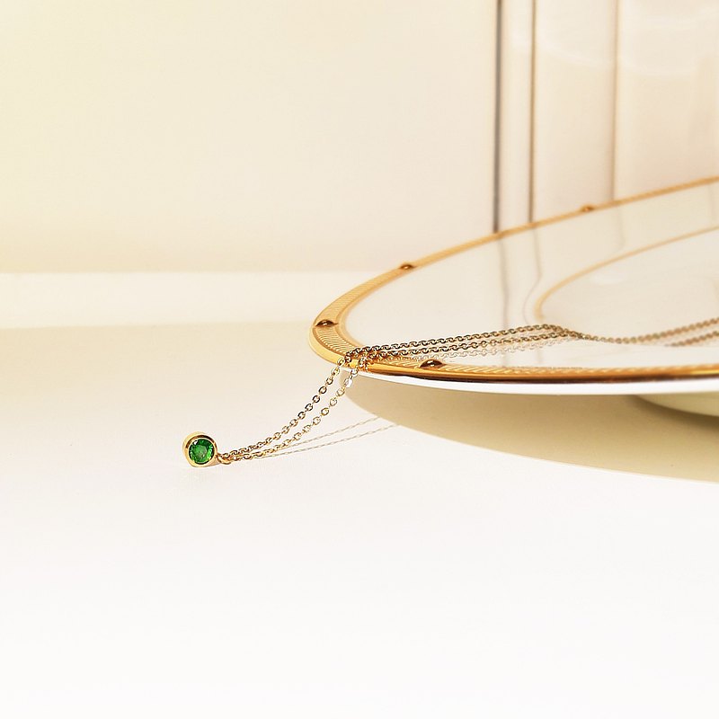 【禮物】琉璃綠/ 生日石 14K金色項鍊|生日石|幸運色|5月