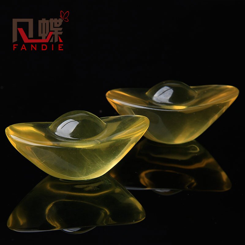 天然黃水晶金元寶擺件供奉財神爺風水家居裝飾黃金萬兩招財小元寶