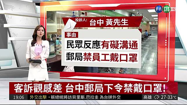 客訴觀感差台中郵局下令禁戴口罩 華視新聞 Line Today