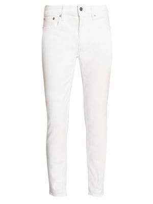 Crisp slim-fit jeans rendered with a hint of stretch; Belt loops; Zip fly with button closure; Five-