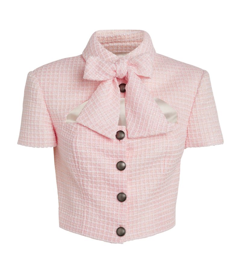 Alessandra Rich Tweed Embellished Cropped Jacket