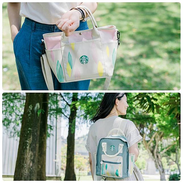 禮盒設計以片片粽葉化為意象式符號，並運用繽紛色系帶來夏季的活潑感。(上)星巴克2021端午夏日風情禮盒情境、(下)星巴克2021端午夏日沁涼禮盒情境(圖片提供/星巴克)