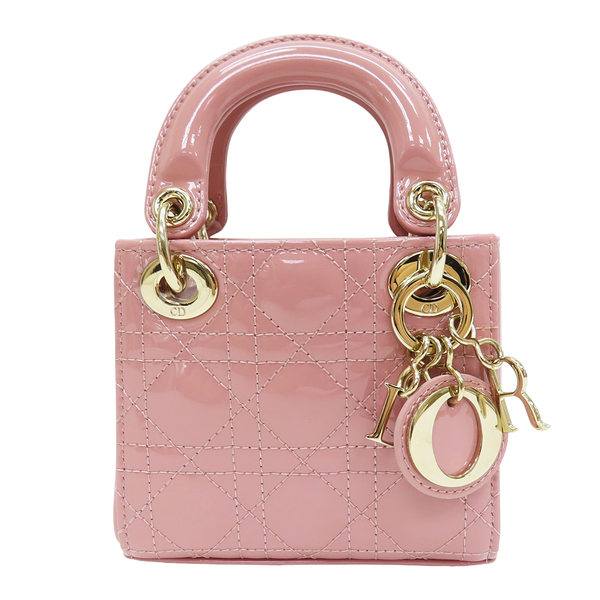 Dior 迪奧 粉色 漆皮 Lady Dior Micro 兩用包 【二手名牌BRAND OFF】