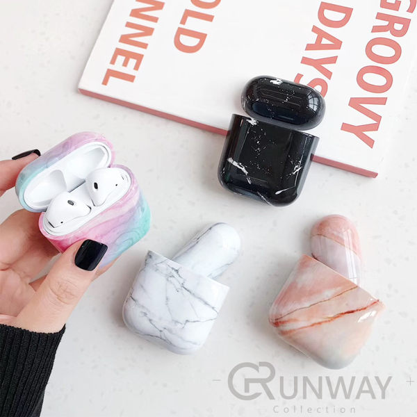 AirPods 文藝 大理石 石紋水貼殼 蘋果耳機防護殼 保護硬殼 防摔 防塵 耳機盒外殼 保護盒