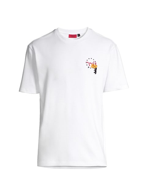 Signature logo embroidery adorns this classic crew tee in rich cotton.; Crewneck; Short sleeves; Pul