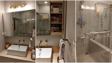 1坪多小浴室乾濕分離可泡澡，還塞進3個貓砂盆，收納及空間使用淋漓盡致