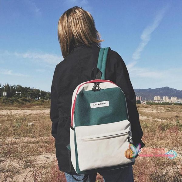 ins超火書包女韓版原宿高中學生百搭帆布雙肩包bf風背包