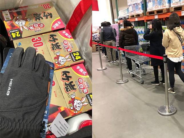 ▲到好市多排隊購買暖暖包，北投店的民眾相當守規矩。（合成圖／翻攝自《Costco好市多消費經驗分享區》）