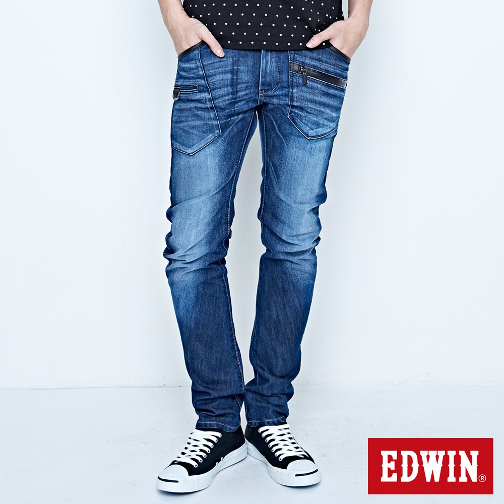 EDWIN E-FUNTION 機能多袋3D 窄管牛仔褲(中古藍)-男款
