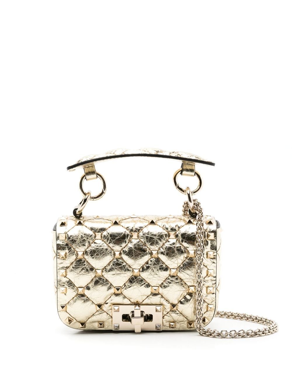VALENTINO GARAVANI - Rockstud Spike leather mini bag - women - Calf Leather - One Size - Gold