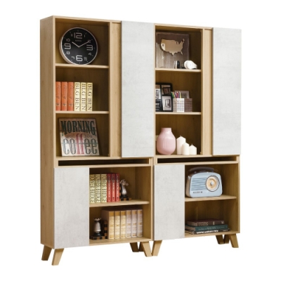 D&T德泰傢俱 JOYE清水模風格5.3尺組合書櫃-160x32x181cm