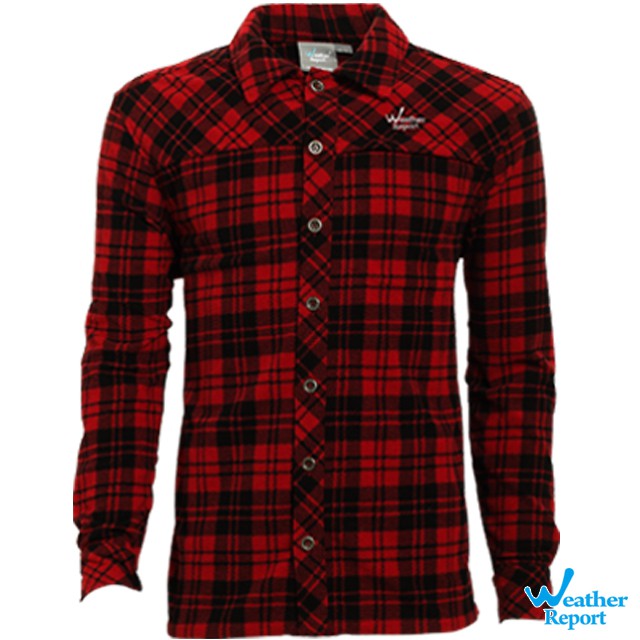 【北歐Weather Report】男裝．刷毛保暖休閒格紋襯衫 / 紅黑格 (WC4104-01)