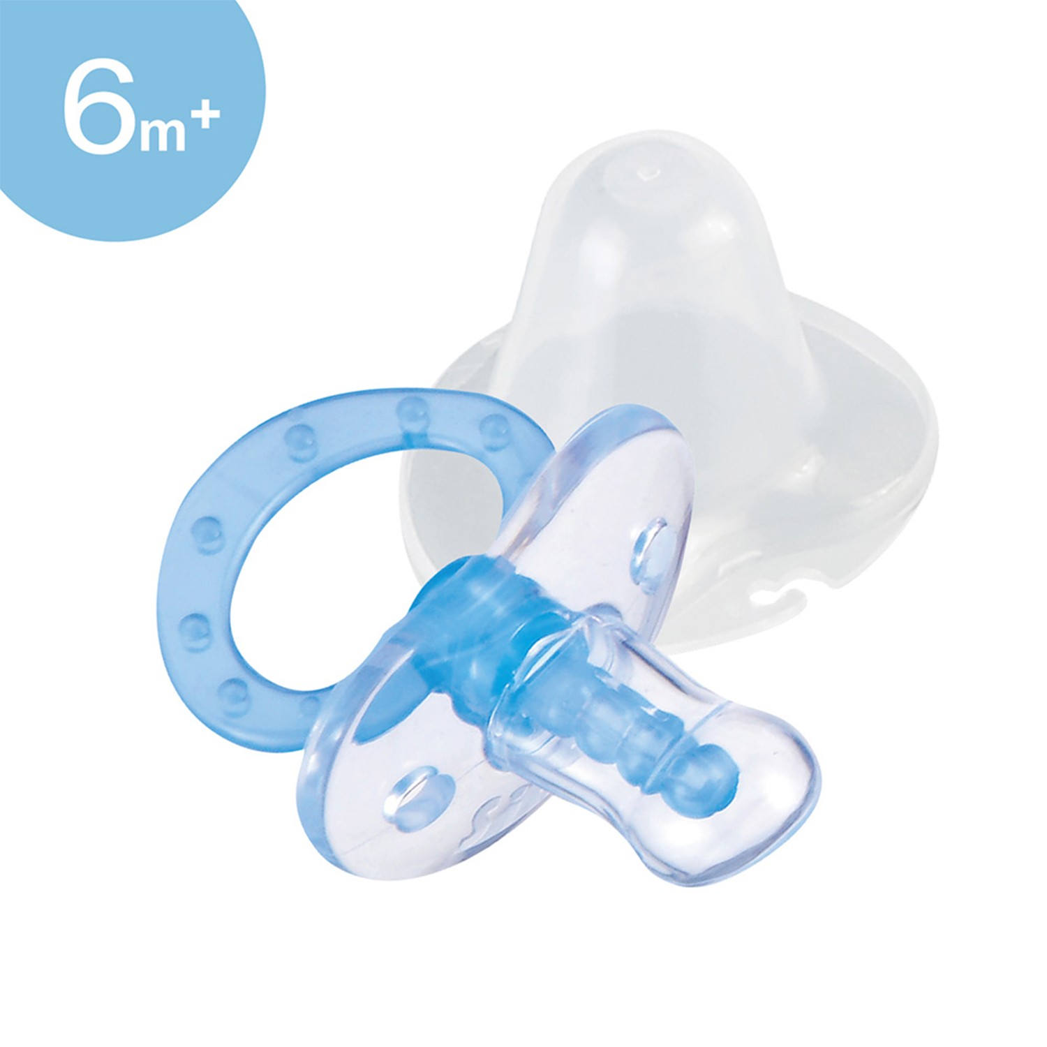 專利空心顆粒按摩球，按摩牙齦好舒服。拇指型特殊造型，符合嬰兒的唇齒構造。附卡式奶嘴蓋