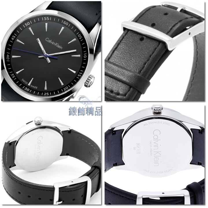 【錶飾精品】CK手錶 bold系列 經典藍指針設計 黑面 完美貼合黑皮帶男錶 K5A311C1 原廠正品 生日 情人禮物