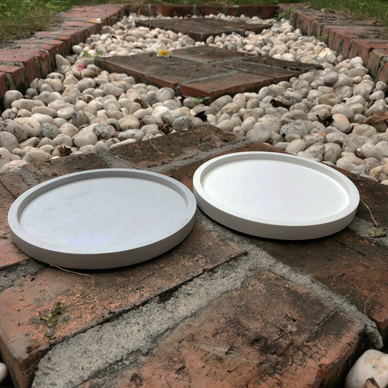 (beagle) 圓型創意水泥托盤(特大) 多肉水泥花器/仙人掌水泥花盆/水泥植栽/水泥盆器-直徑: