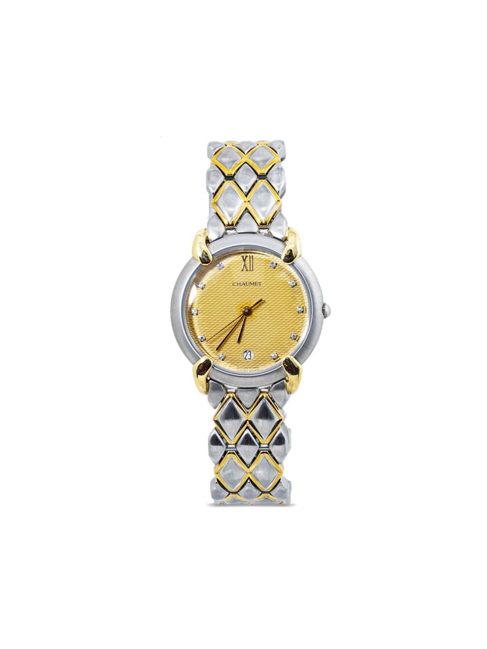 Chaumet - pre-owned Griffith 31mm - unisex - 18kt Yellow Gold/Diamond/stainless steel - One Size - Unavailable