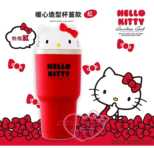 小花花日本精品hello kitty凱蒂貓立體造型保冰杯冰壩杯316不鏽鋼950ml真空杯-紅色款11298502