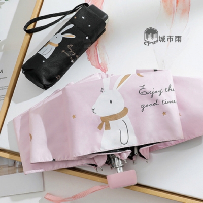 Ｍini 五折 輕巧好攜帶 抗UV黑膠晴雨傘