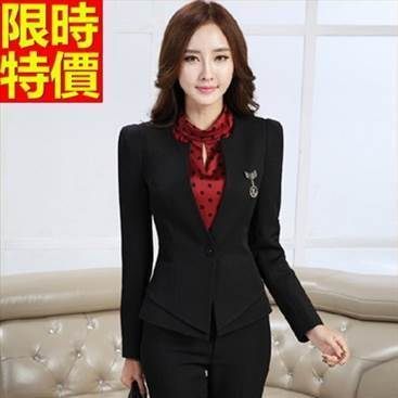 西裝套裝(長袖褲裝)-辦公上班族時尚俐落修身OL制服66x4【巴黎精品】