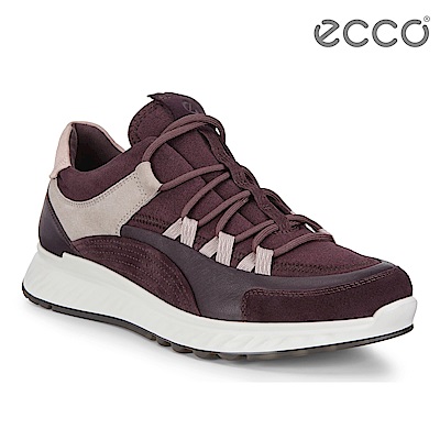ECCO ST.1 W 舒適動能拼色戶外運動鞋 女-暗紅/裸粉/灰粉色