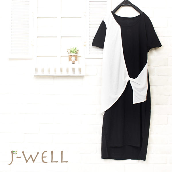 假兩件長版造型上衣 8J1552(2色)