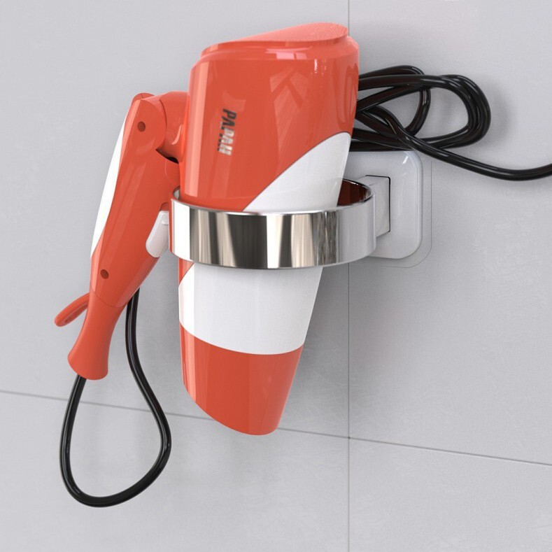 1.免釘免鑽，不傷牆面，安裝簡單方便 2.適用於鏡面牆壁，廚房廁所客廳皆可 3.可放置吹風機、飲料杯、等 材質：ABS(電鍍)+矽膠 環型置物架:長10.7*寬9.1cm±5% 產地:中國