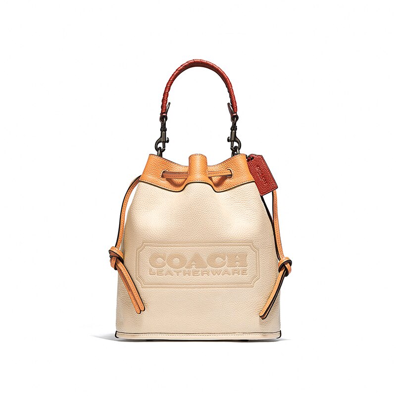 COACH FIELD 徽章與編織鎖縫撞色手袋女士單肩包斜挎包 C3851 ｜雙12限定►滿3千折300►滿8千再折1500全館免運