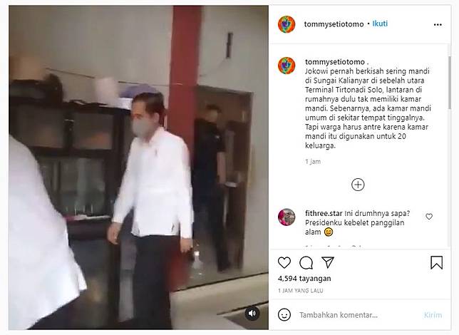 Jokowi numpang kamar mandi warga (Instagram).