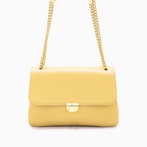 Pixy | 午後巴黎菱格車線鏈帶包 芒果慕斯