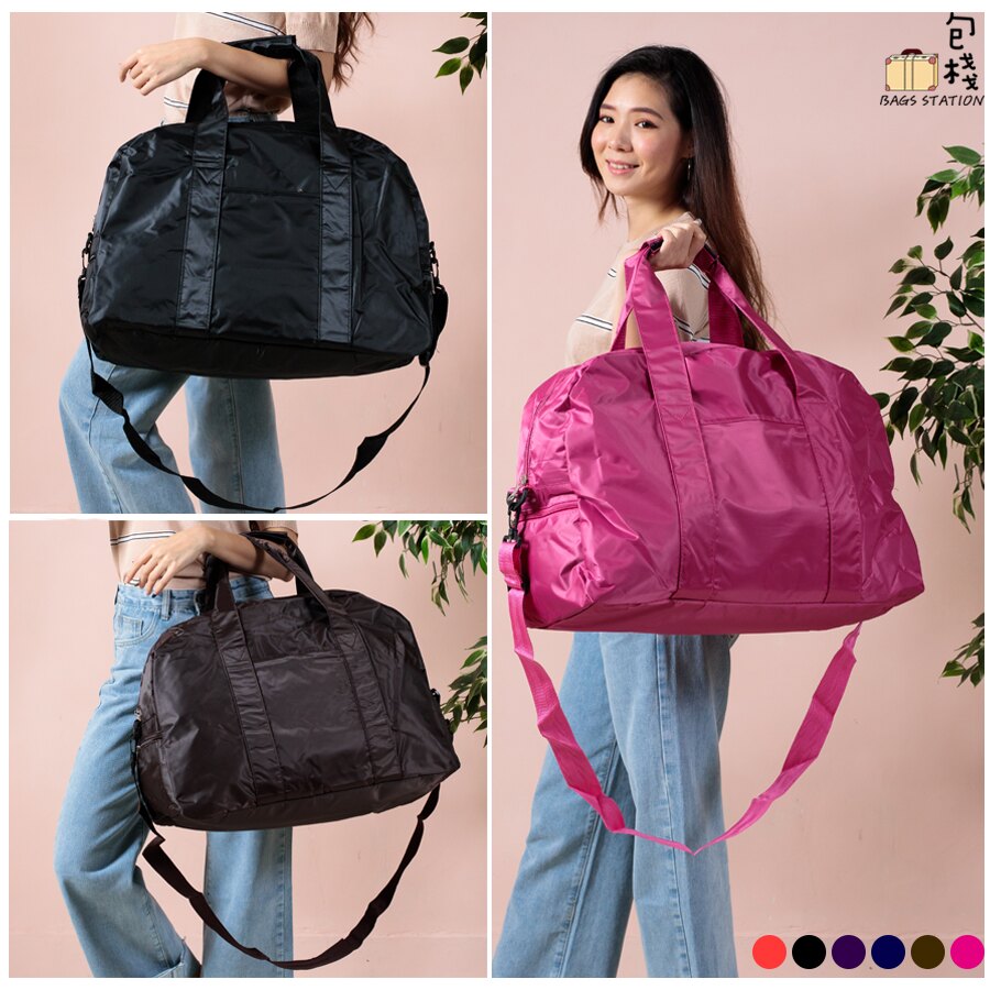 【現貨】出國必備!!尼龍素面防水大容量旅行袋 行李箱插口設計 共6色 -BSA15151905 包棧