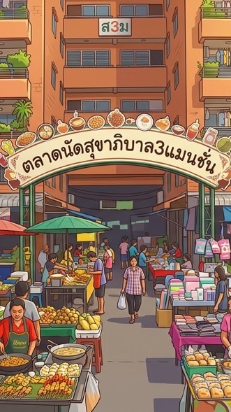 ตลาดนัด สุขาภิบาล 3 แมนชั่น🍱