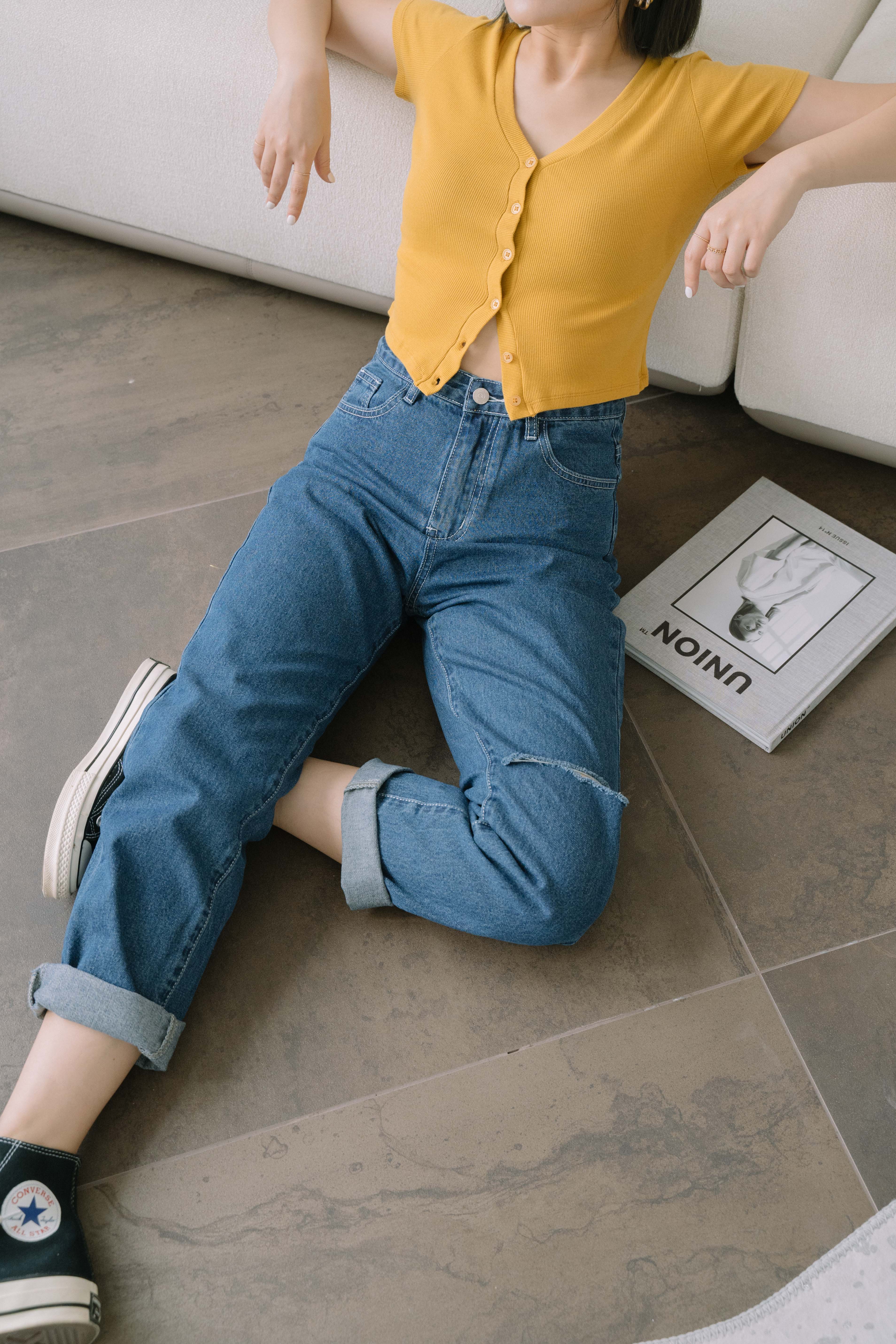 率性舒適割破男友褲-Mellow