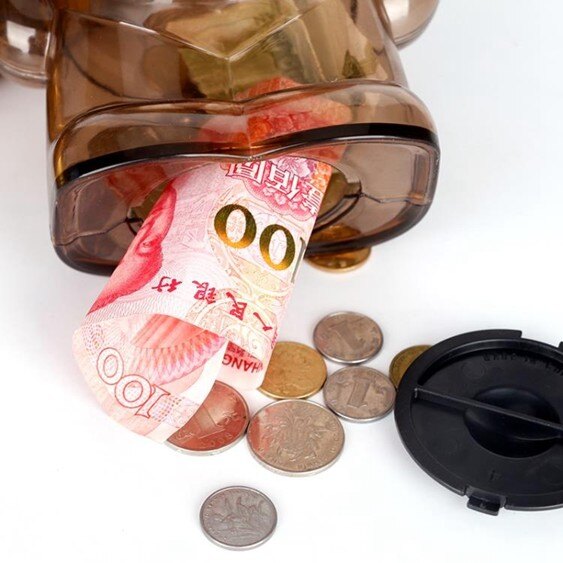 存錢筒大號可愛小熊透明存錢罐紙硬幣兒童儲錢罐卡通儲蓄罐