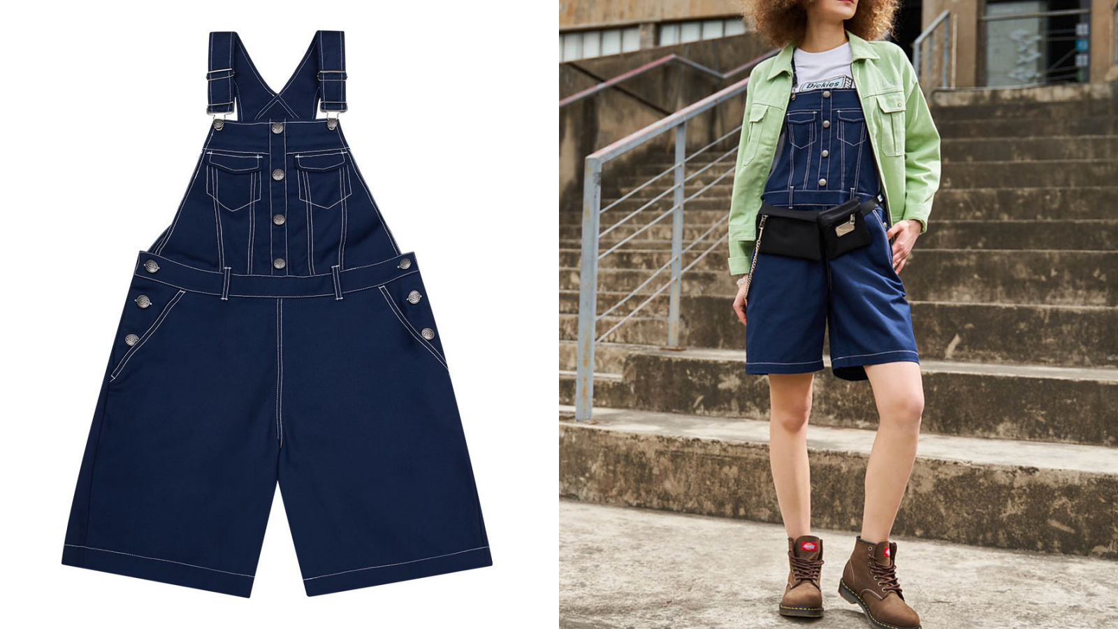 Dickies女款斜紋吊帶短褲