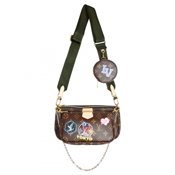 Louis Vuitton Multi Pochette Accessoires混合式斜背袋(綠棕/訂製款)