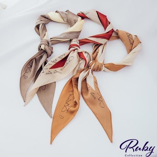 絲巾 RCha。字母愛心撞色絲巾領巾-Ruby s 露比午茶