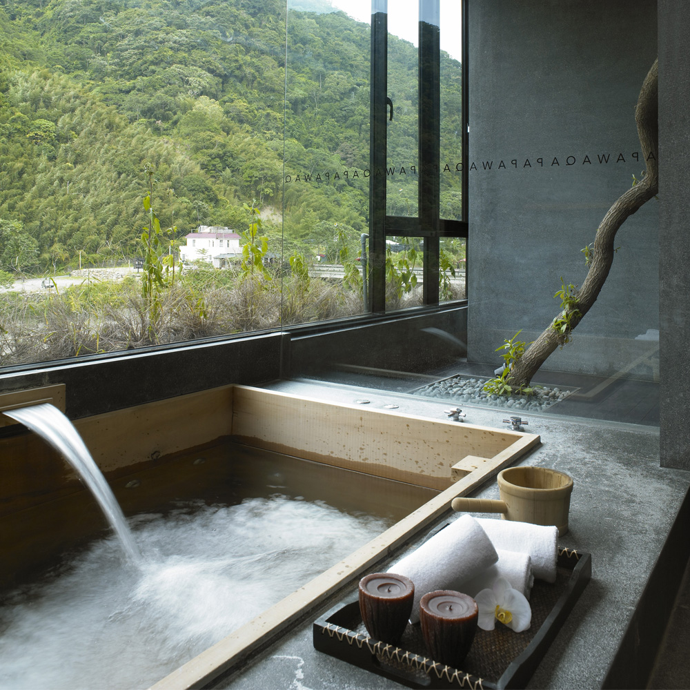 觀止印象泰安觀止獨特的清水模外牆，接觸水氣的部位會自然長出青苔，經過歲月的洗禮，整棟建築將呈現出彷彿歐洲古堡般的優雅氛圍。包含在建築本體的鐵木，隨著時間色澤將逐漸淡去，從正面看像木柵，從側面看像屏牆，