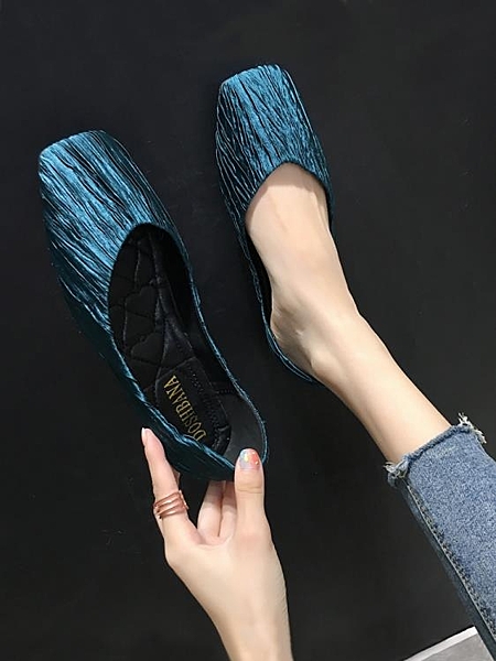 平底單鞋女2019春季新款韓版百搭方頭淺口網紅豆豆鞋時尚軟底瓢鞋