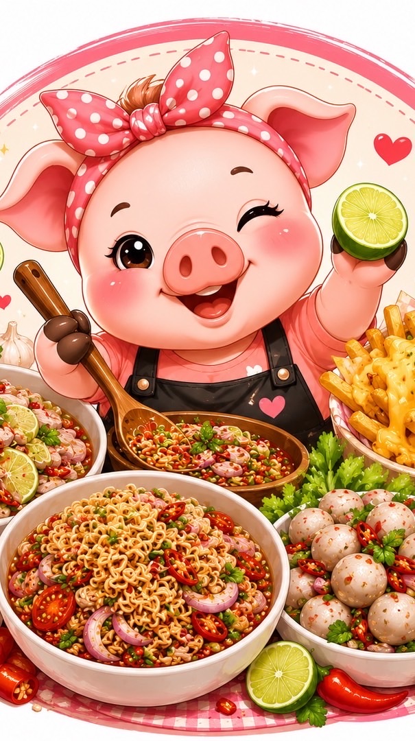 หมูนึ่งมะนาวแซ่บแซ่บ
