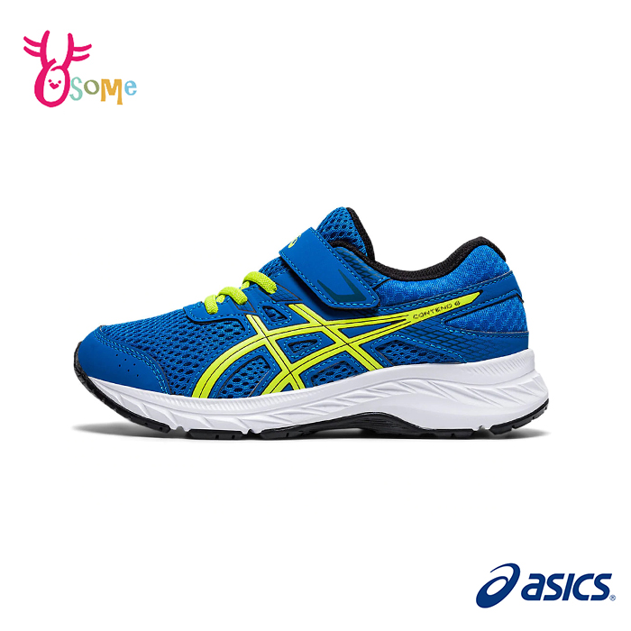 ASICS童鞋 男童慢跑鞋 CONTEND 6 PS 中童 跑步鞋 運動鞋 亞瑟士 魔鬼氈 B9184#藍綠◆OSOME奧森鞋業