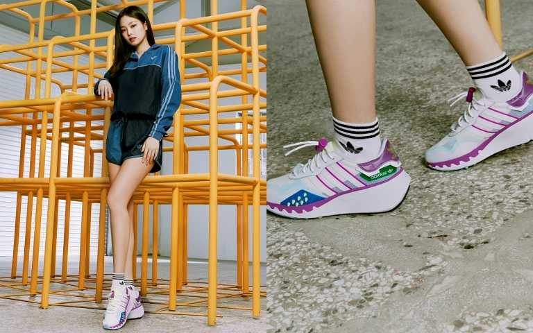 adidas Originals Adicolor Premium單寧連帽上衣／4,690元；單寧拼色短褲／ 2,490元（圖／品牌提供）