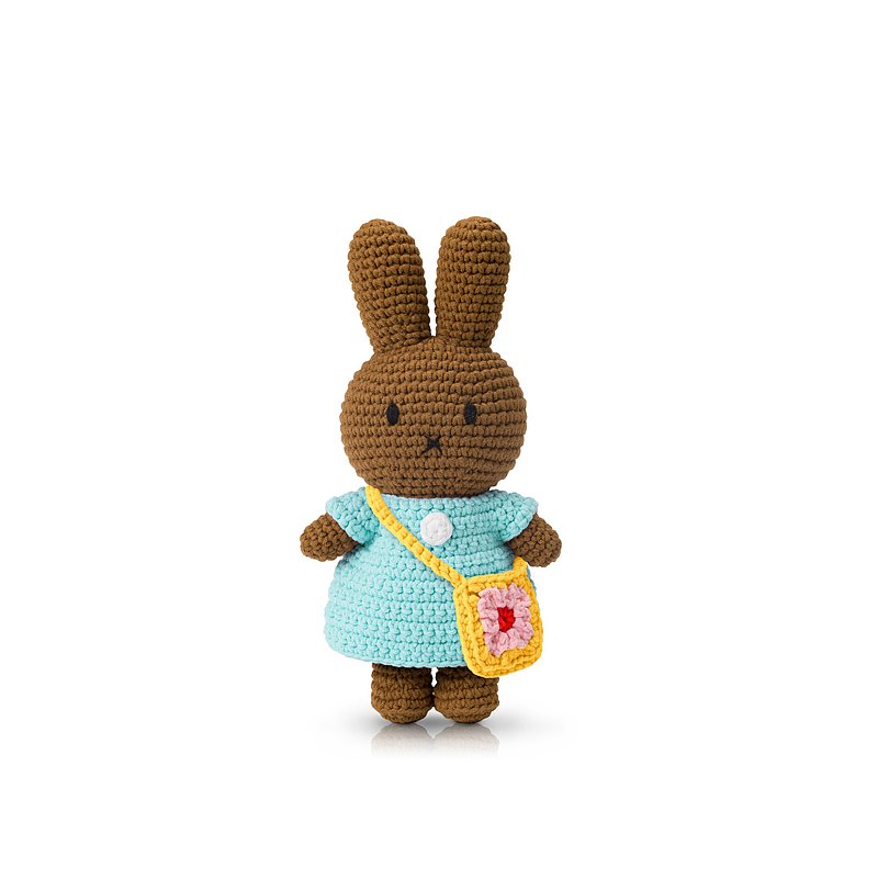 荷蘭Mlanie米菲兔 純棉全手工 melanie棕兔 水籃洋裝+小碎花背包