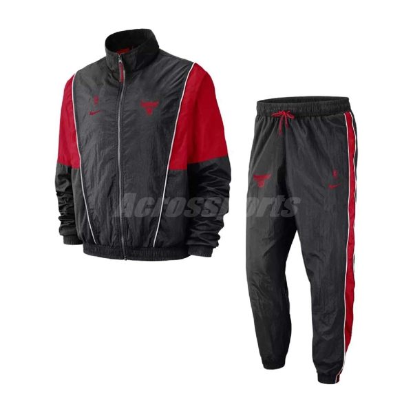 Nike 運動外套 長褲 套裝 Chicago Tracksuit Courtside 黑 紅 芝加哥公牛隊 熱身用 男款 【PUMP306】 AH8811-011