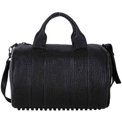 Alexander Wang ROCKIE 壓紋羊皮兩用提包(黑色)