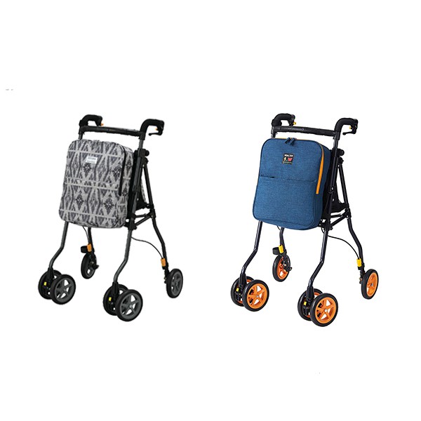 -歡迎親臨門市選購-*小型、輕量的銀髮族健行車。*車輪有三種模式可調整，直行、左右40度、360度。*折疊後，像傘架尺寸，收納、搬運都很方便。*方便購物使用的大容量購物袋裝置，前袋10L(上限7kg)